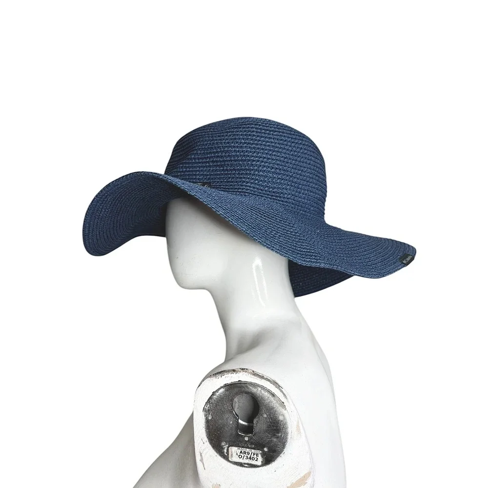 Columbia Global Adventure Packable Straw Hat Navy Blue‎ Wide Brim Floppy Sun Hat